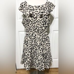 Andree By Unit Ladies 1X Leopard Animal Print Dress Black & Tan Woman’s Plus